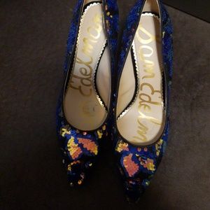 Sam Edelman multi Sequin Floral Velvet pump